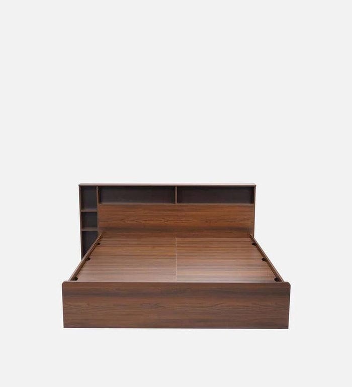 King Size Bed in Classic Walnut Finish with Box Storage