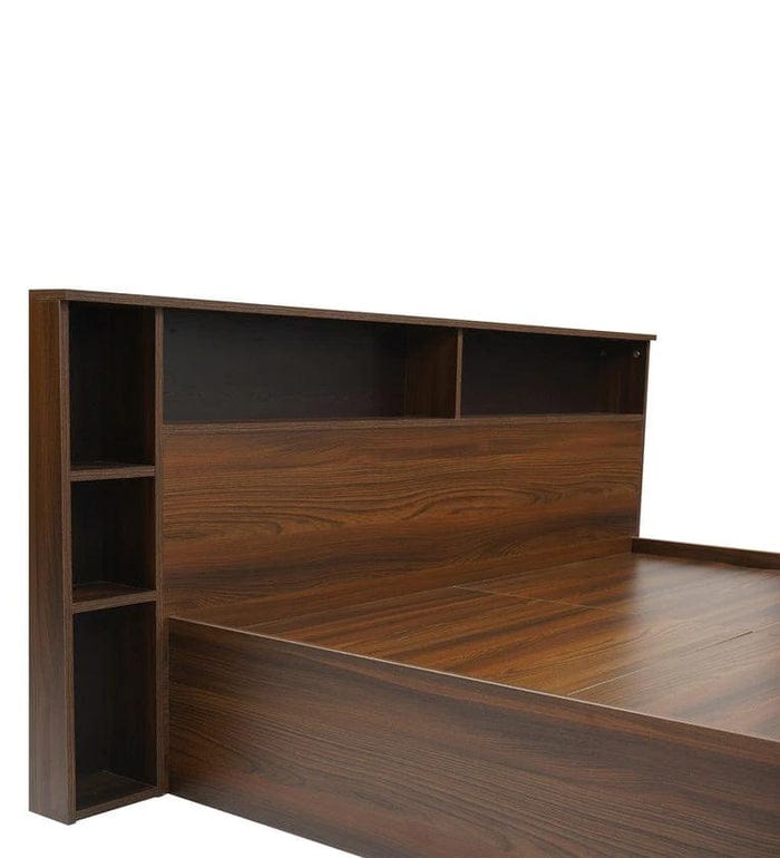 King Size Bed in Classic Walnut Finish with Box Storage