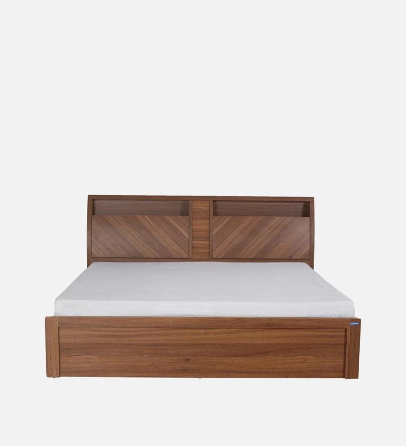 Monarch King Size Bed in Natural Wenge Finish with Hydraulic Storage