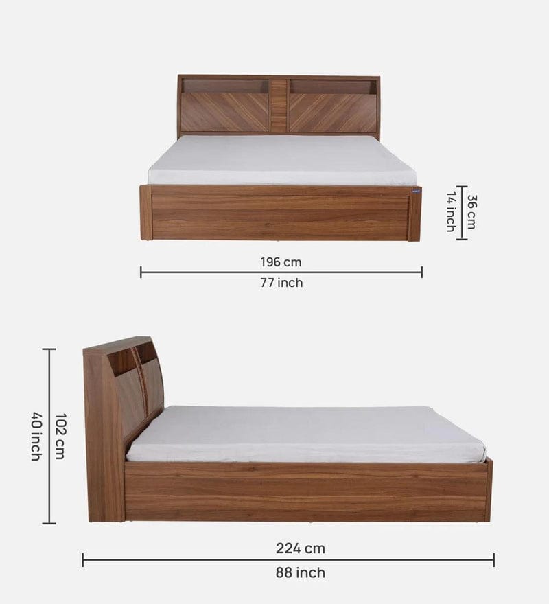 Monarch King Size Bed in Natural Wenge Finish with Hydraulic Storage