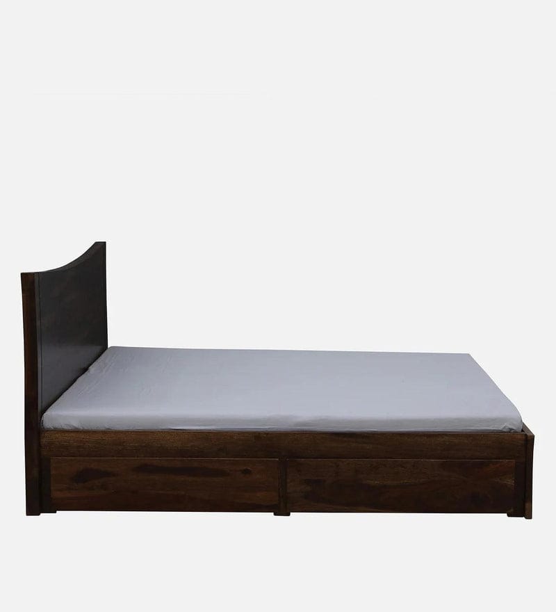 Sheesham Wood King Size Bed In Provincial Teak Finish With Drawer Storage