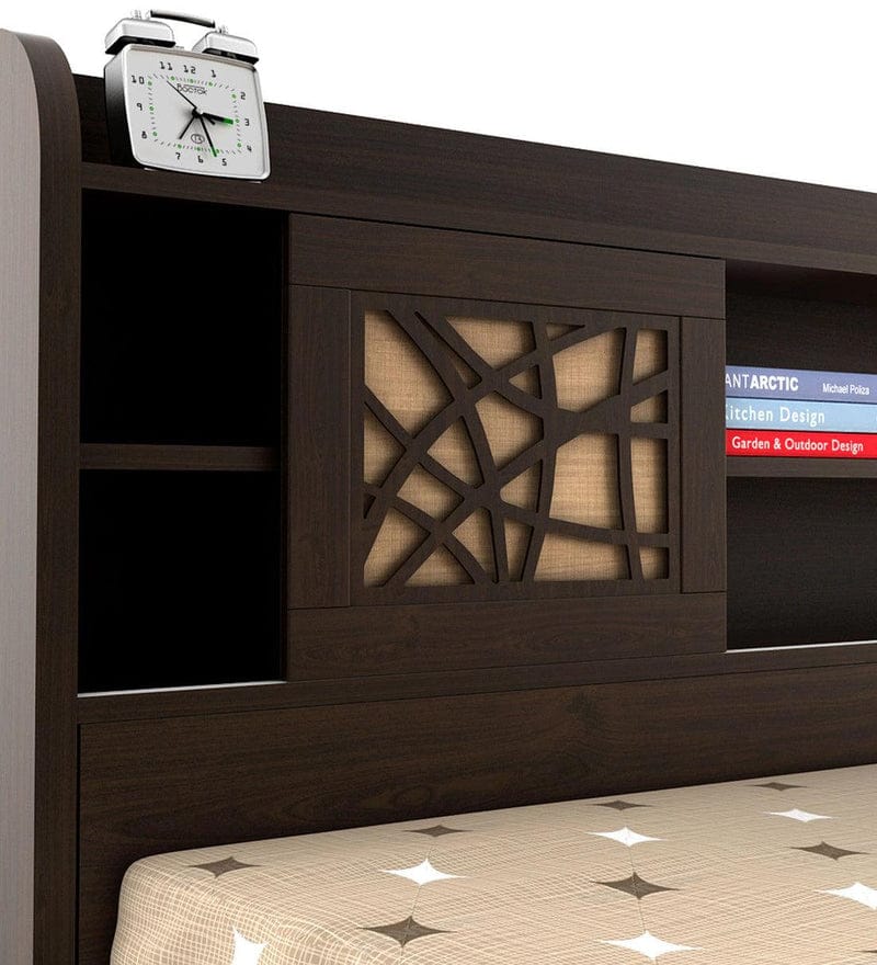 Mayflower King Size Bed in Vermount Woodpore Finish with Hydraulic Storage