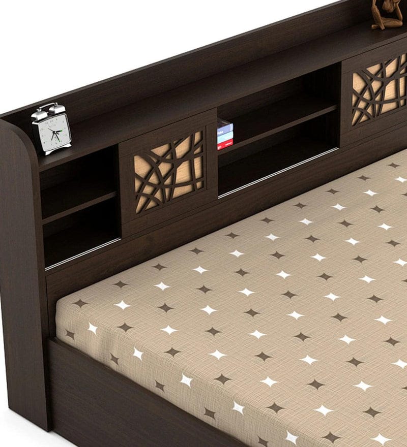Mayflower King Size Bed in Vermount Woodpore Finish with Hydraulic Storage
