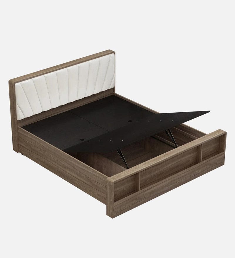 Symo King Size Bed in Bella Noce & Glossy White Colour with Hydraulic Storage