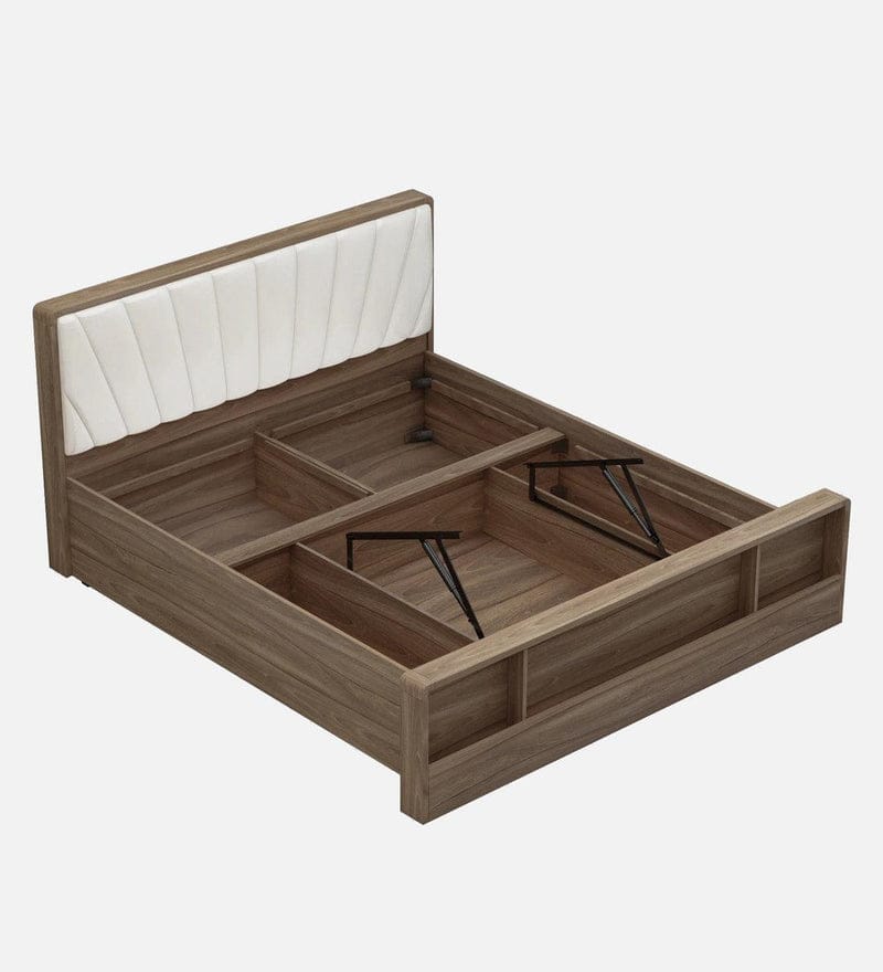 Symo King Size Bed in Bella Noce & Glossy White Colour with Hydraulic Storage