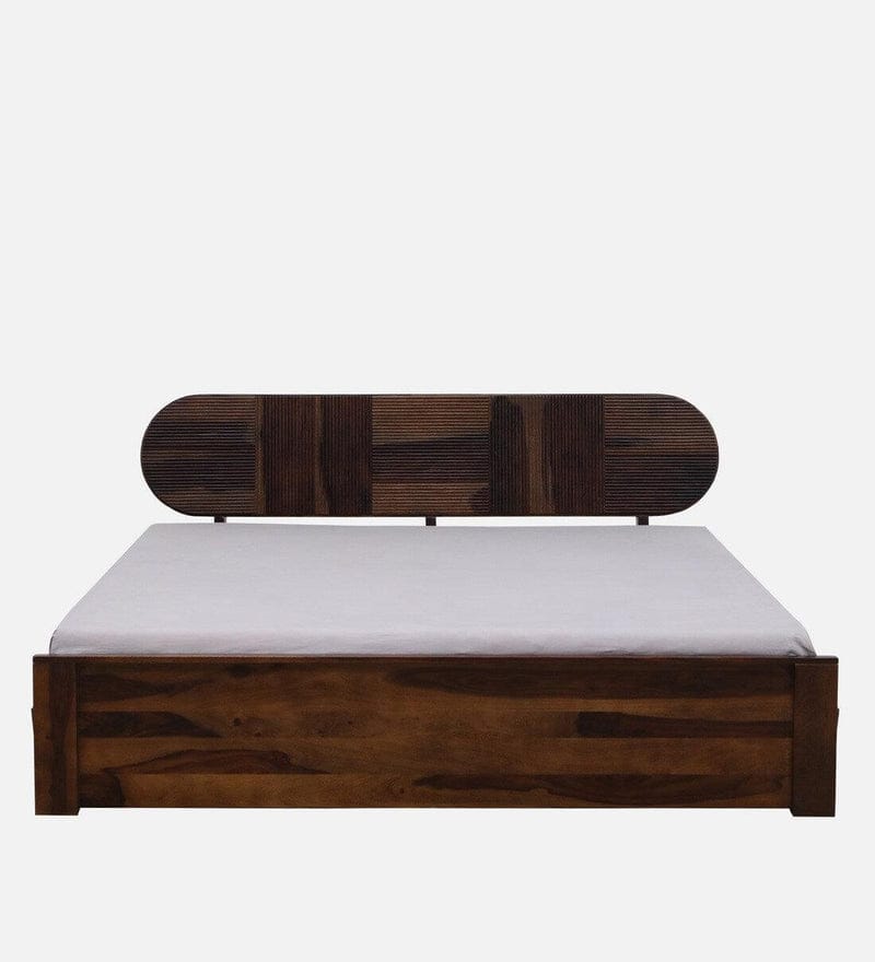 Sheesham Wood King Size Bed In Scratch Resistant Rustic Teak Finish With Box Storage