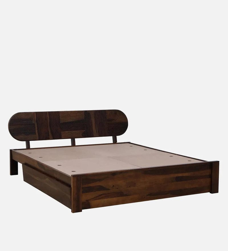 Sheesham Wood King Size Bed In Scratch Resistant Rustic Teak Finish With Box Storage