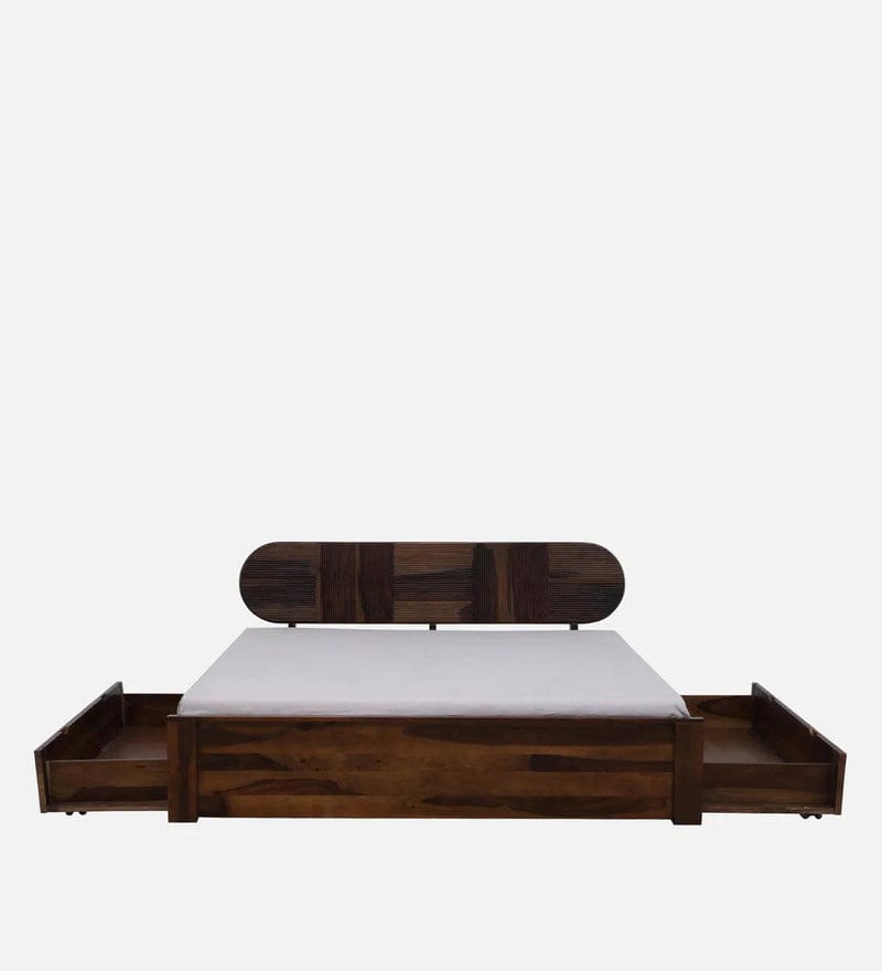 Sheesham Wood King Size Bed In Scratch Resistant Rustic Teak Finish With Box Storage