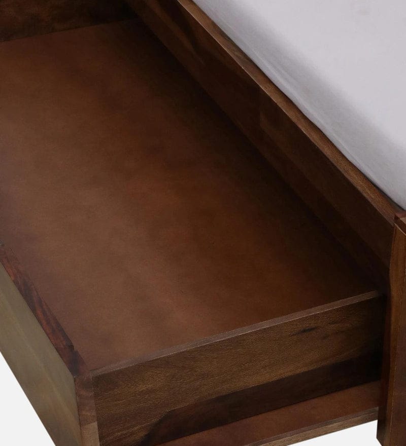 Sheesham Wood King Size Bed In Scratch Resistant Rustic Teak Finish With Box Storage