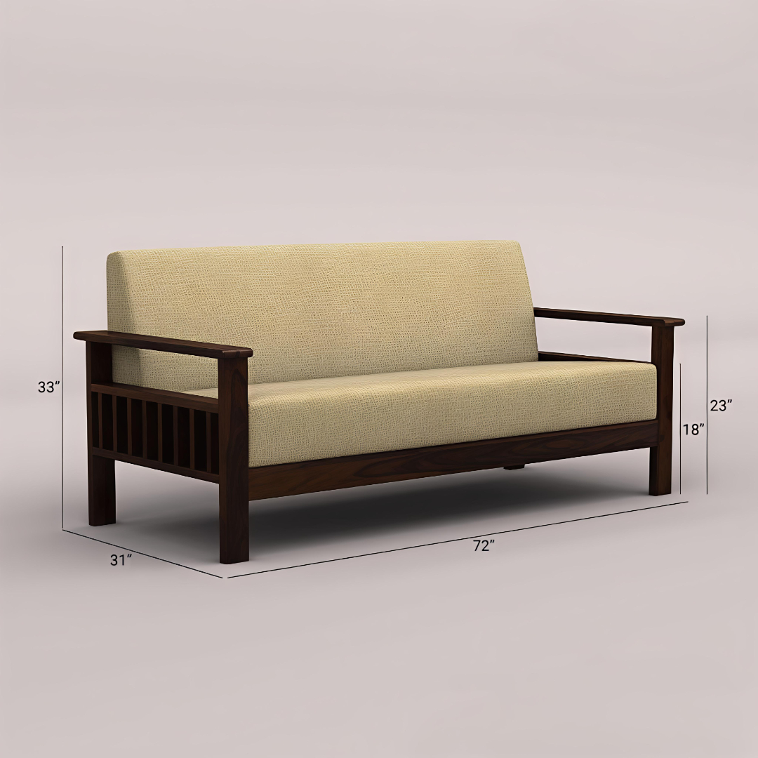 Edwin 3+1+1 Wooden Sofa Set SET (WALNUT FINISH)