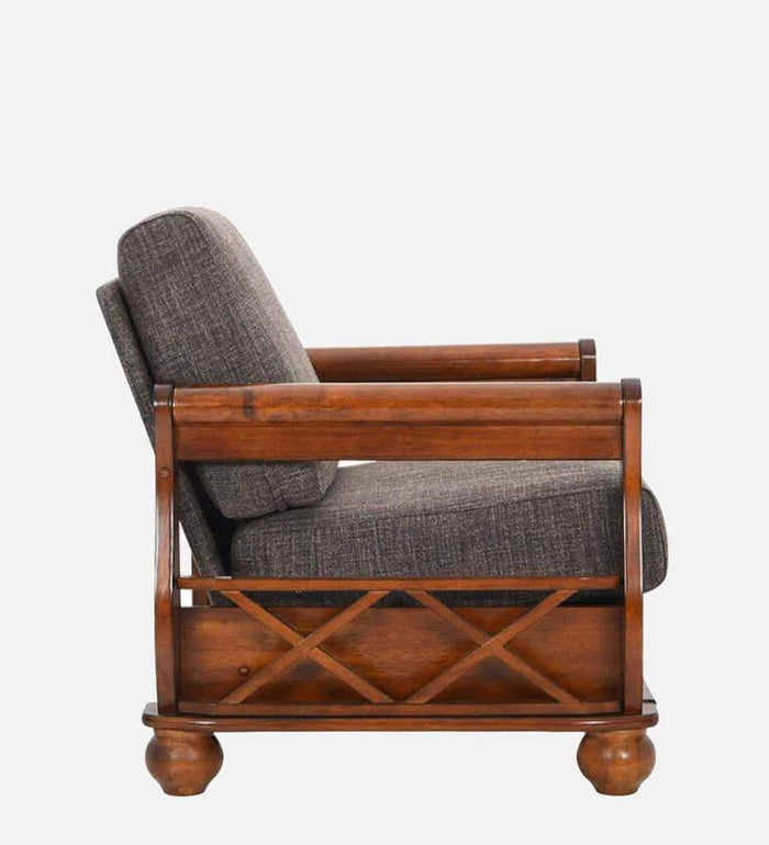 Solid Wood 1 Seater Sofa in Brown Colour
