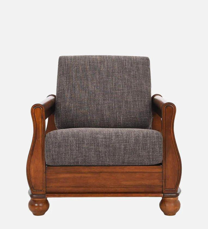 Solid Wood 1 Seater Sofa in Brown Colour