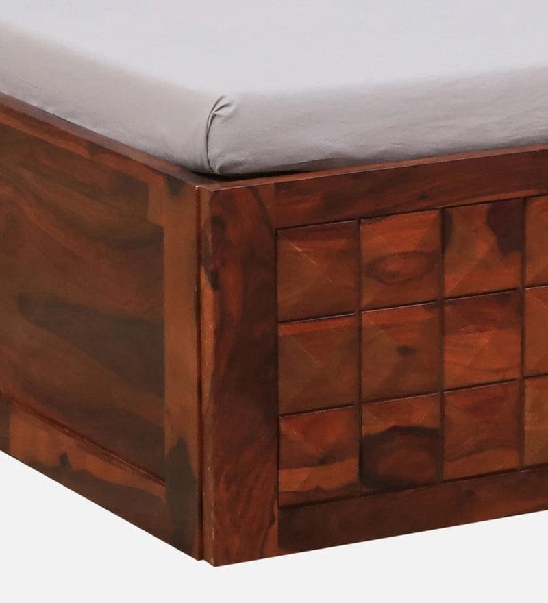 Sheesham Wood King Size Bed in Dark Brown Colour with Box Storage