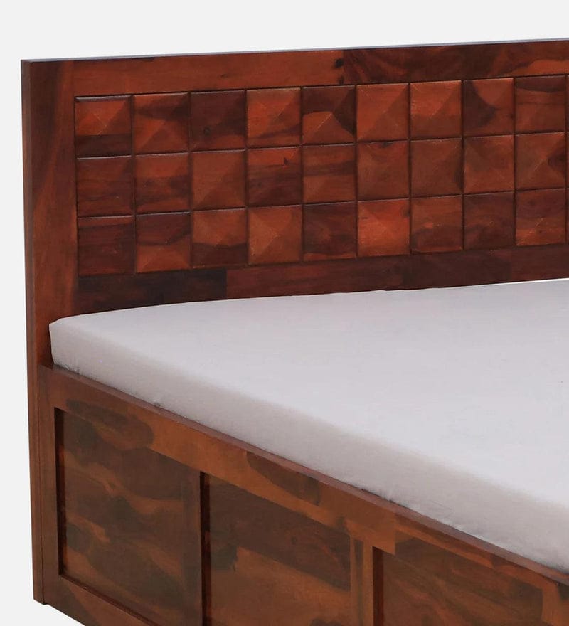 Sheesham Wood King Size Bed in Dark Brown Colour with Box Storage