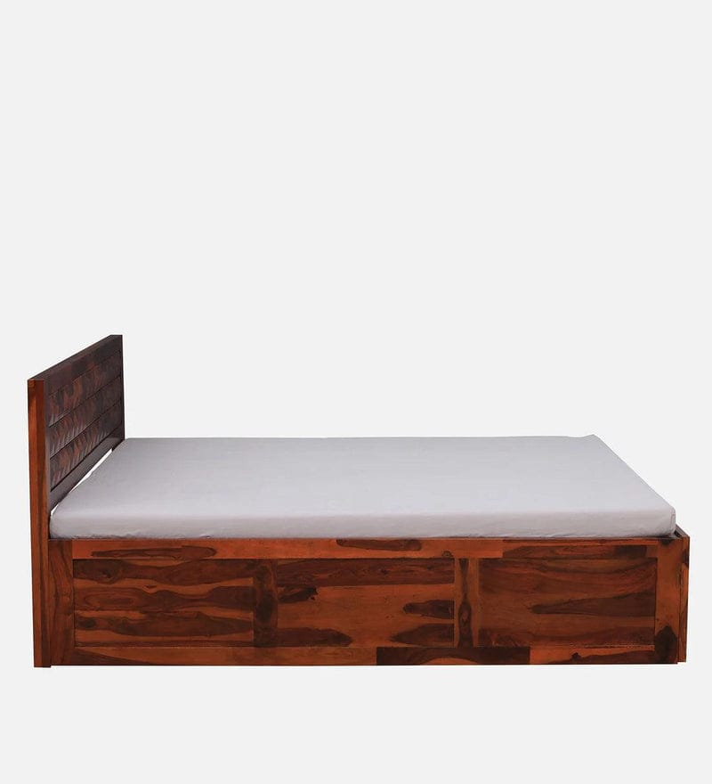 Sheesham Wood King Size Bed in Dark Brown Colour with Box Storage
