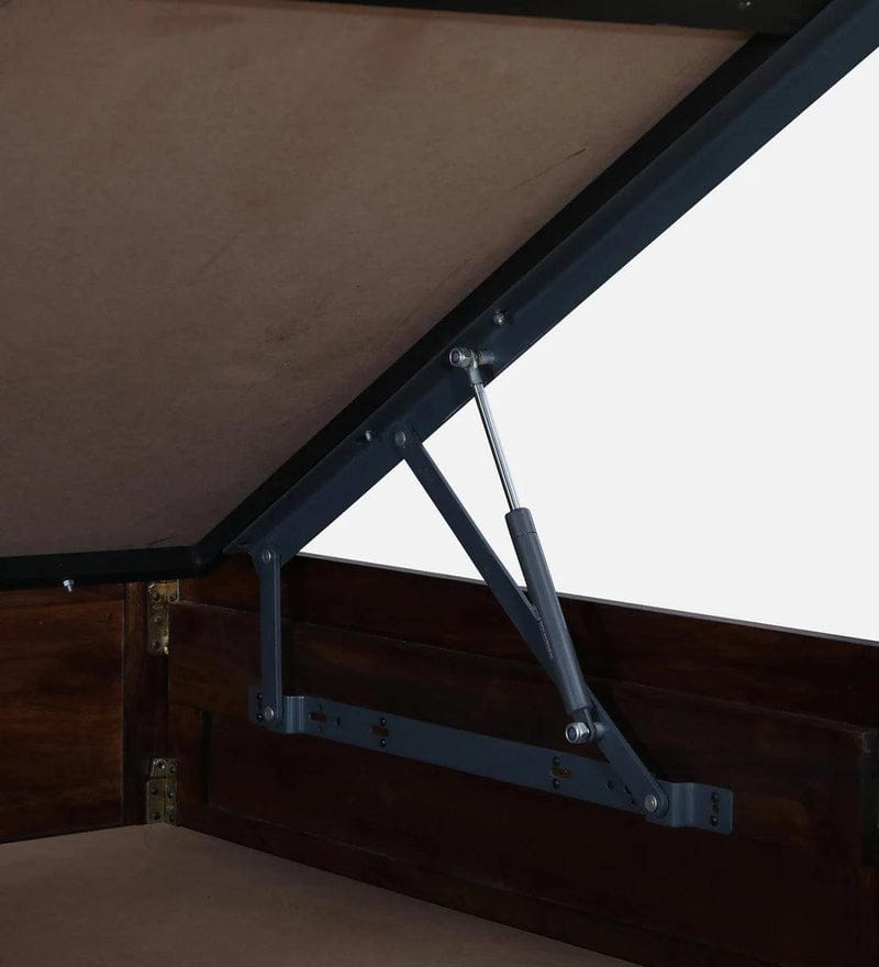 Sheesham Wood King Size Bed In Provincial Teak Finish With Hydraulic Storage