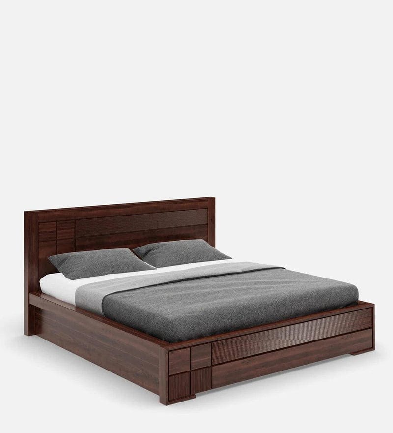 Sheesham Wood King Size Bed in Brown Colour With Hydraulic Storage