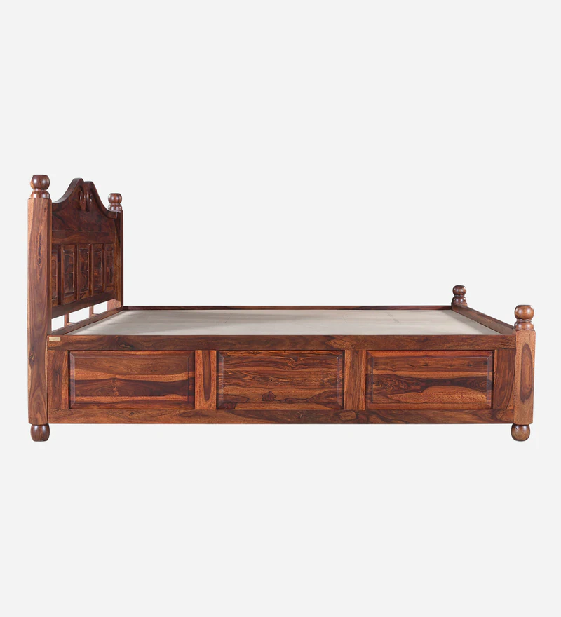 Marlow Sheesham Wood King Size Bed in Provincial Teak Finish With Box Storage