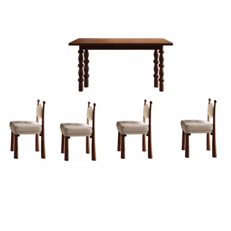 Apollo Solid Wood Mid Century Dining Set With Boucle Chairs - 6 Seater