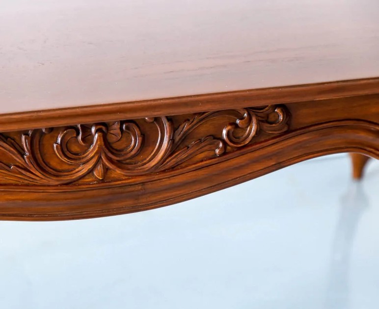 Luxury French Solid Teak Wood Dining Table Set -6 Seater