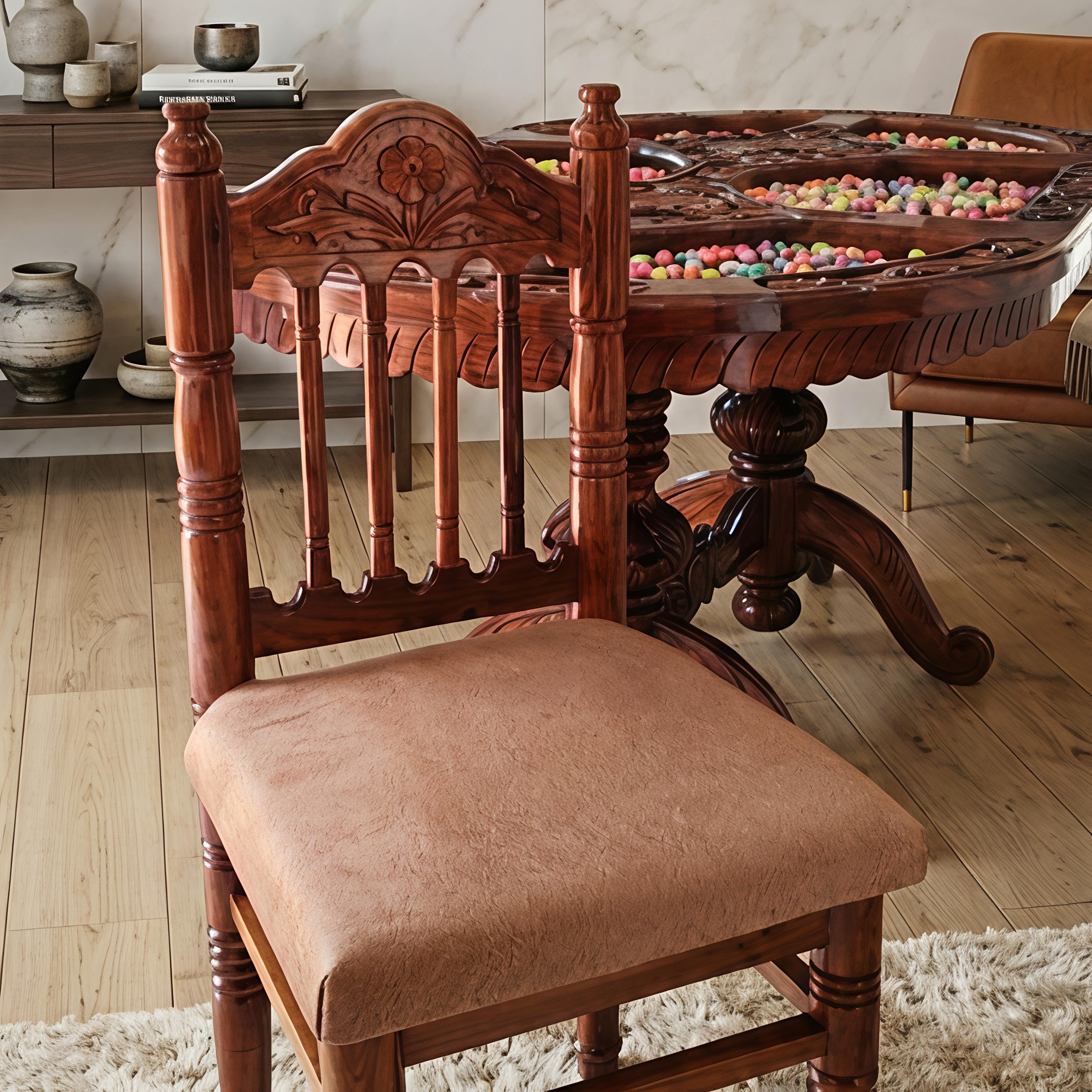 Premium Handcrafted Sheesham Dining Set 6 seat