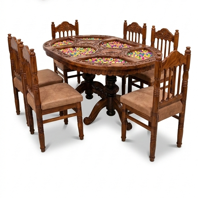 Premium Handcrafted Sheesham Dining Set 6 seat