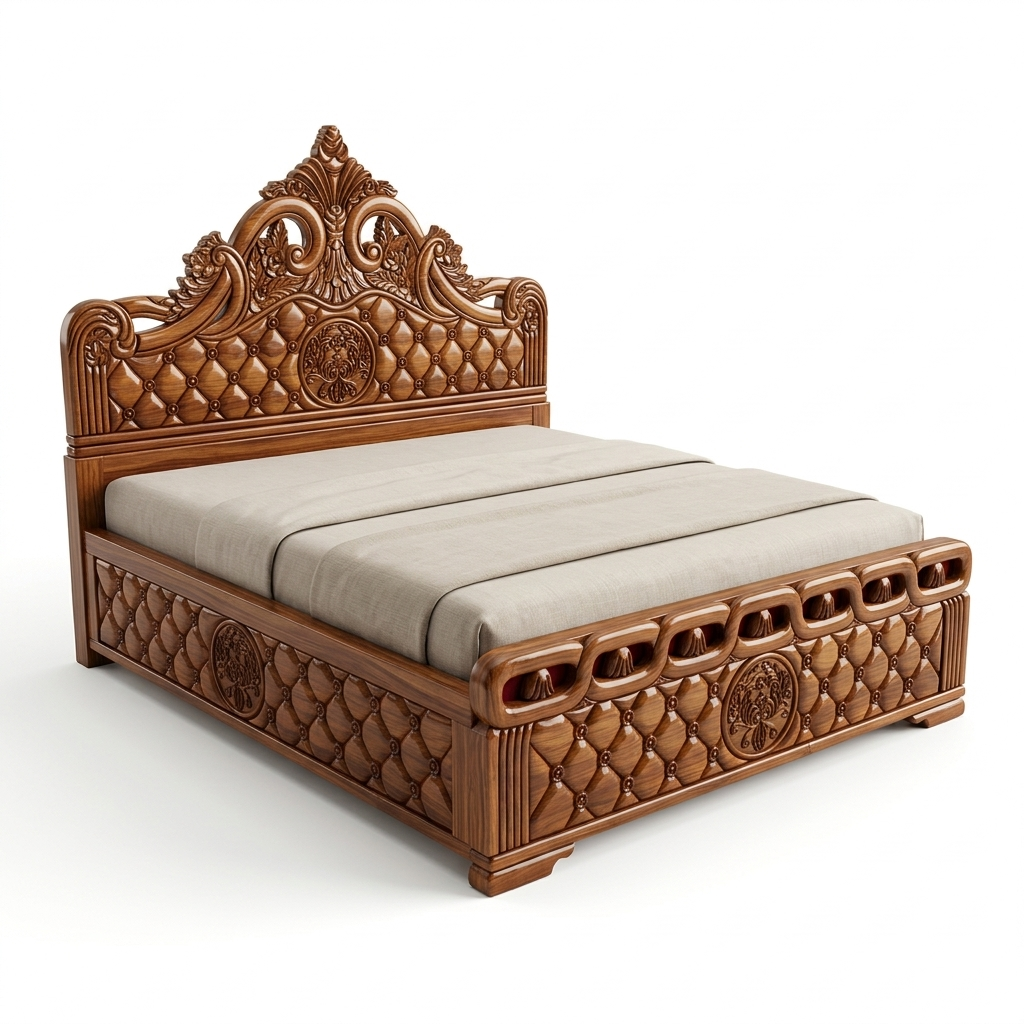 Royal Heritage Teak Wood King Size Bed