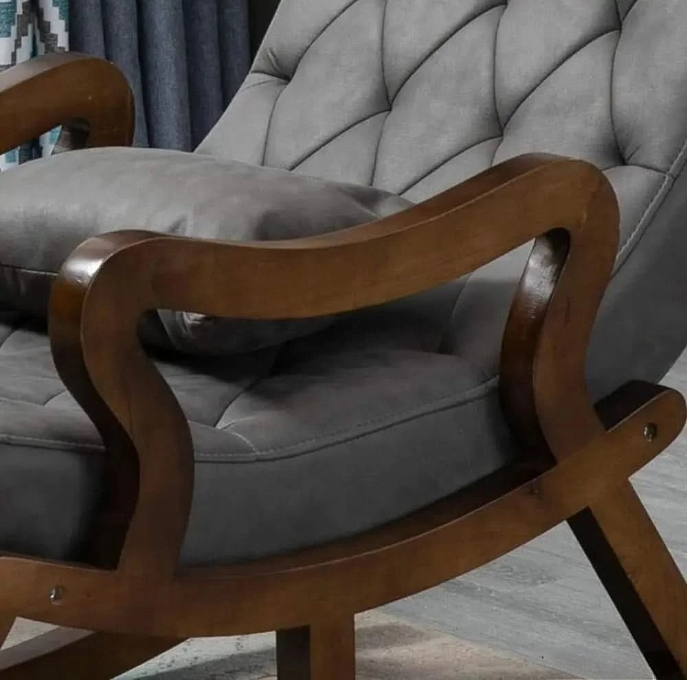 Luxury Lounge Teak Rocker with Footrest