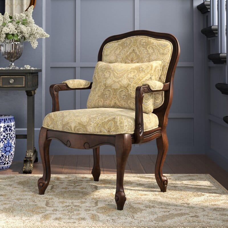 Classic Upholstered Wooden Accent Armchair