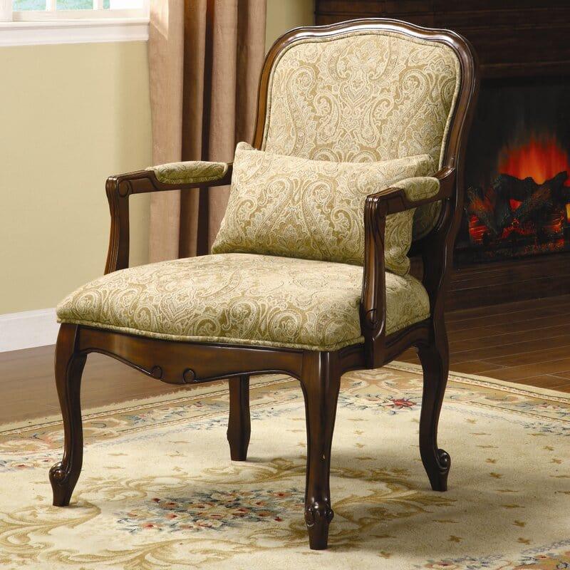 Classic Upholstered Wooden Accent Armchair