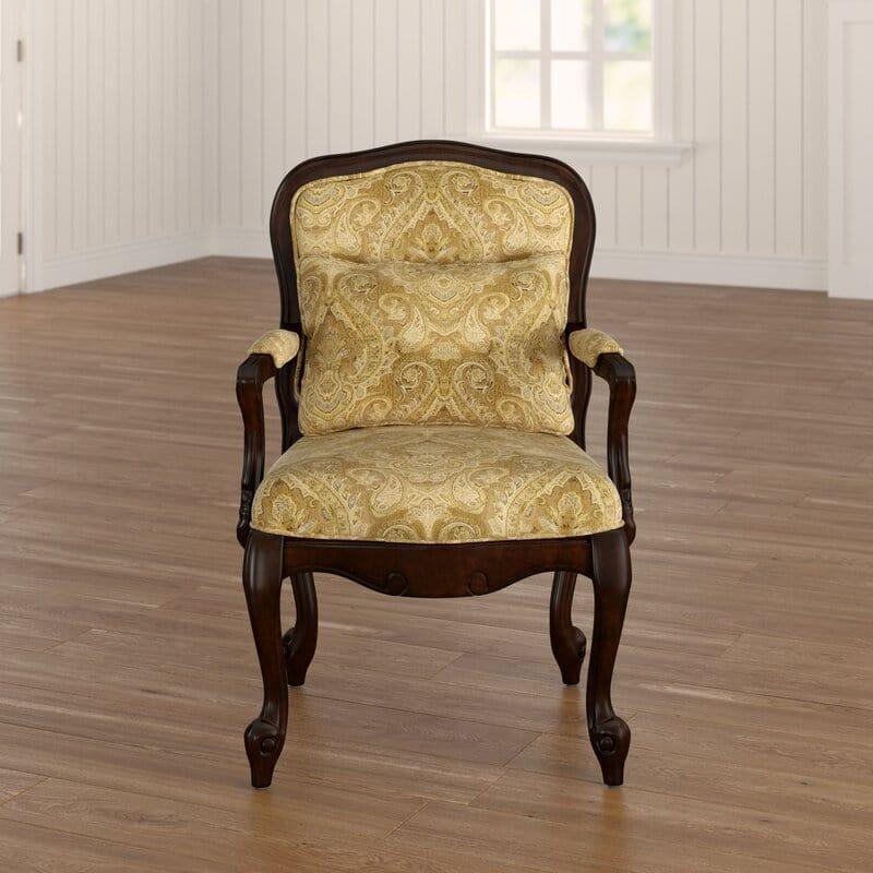 Classic Upholstered Wooden Accent Armchair