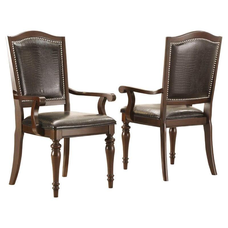 Royal Heritage Teak Wood Upholstered Arm Chair (Set of 2)