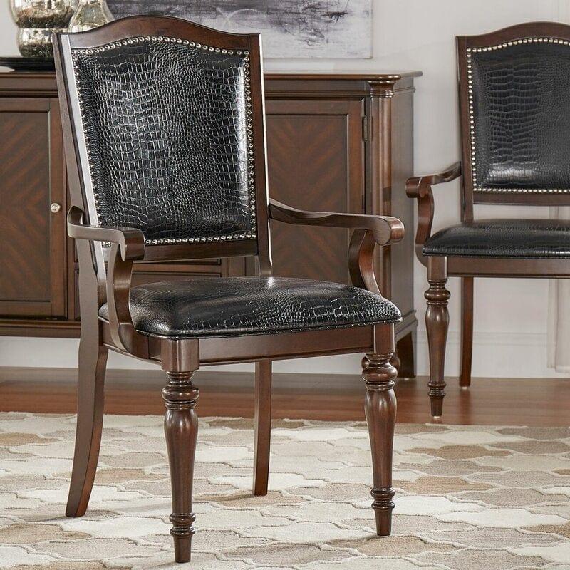 Royal Heritage Teak Wood Upholstered Arm Chair (Set of 2)