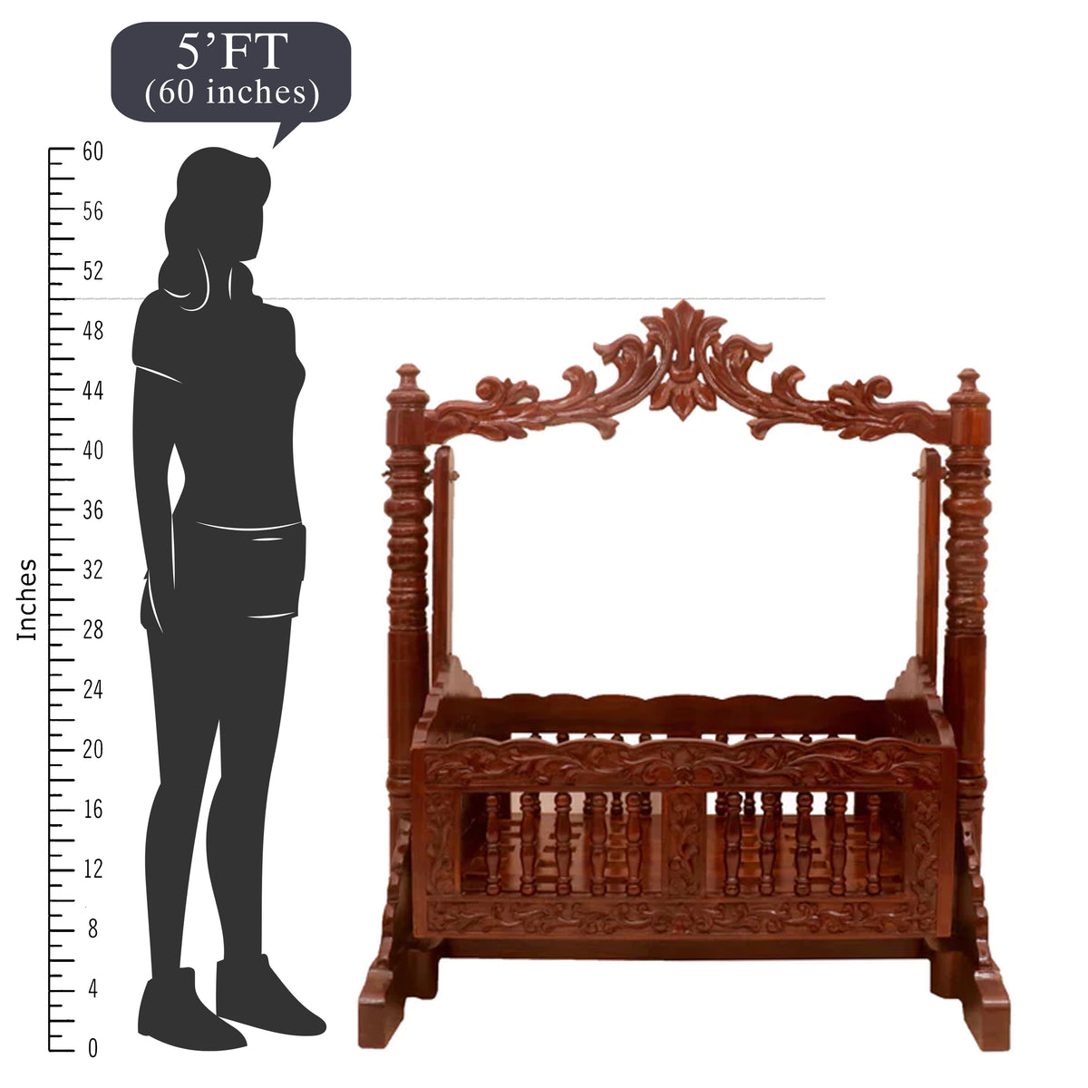 Royal Heritage Handcrafted Wooden Baby Cradle
