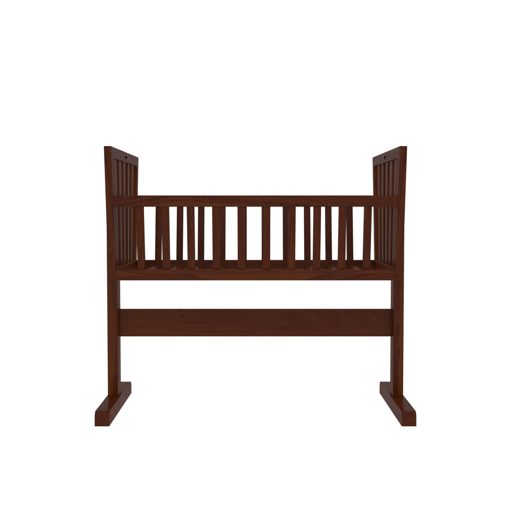 Natural Heritage Brown Finished Strip Designed Wooden Cradle