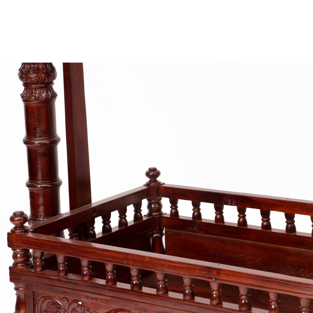 Vintage Heritage Carved Wooden Baby Cradle Swing