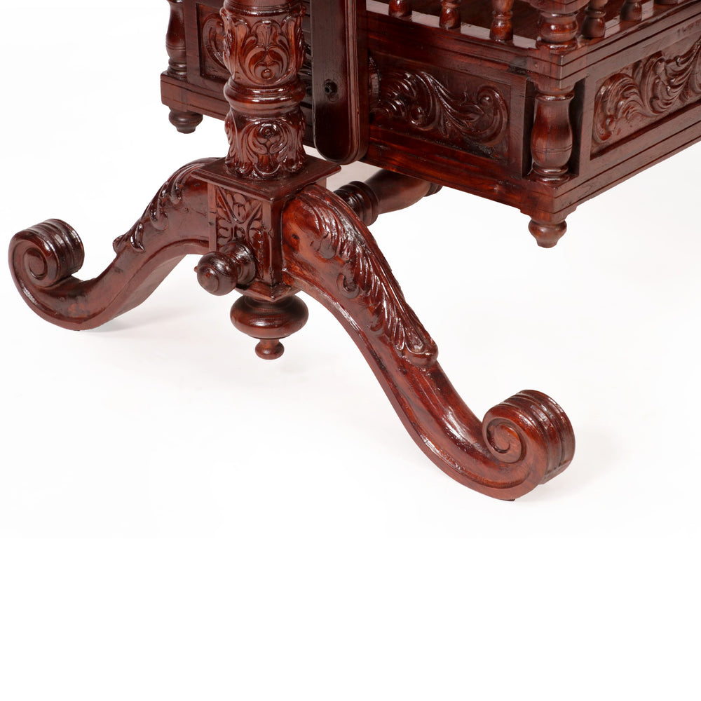 Vintage Heritage Carved Wooden Baby Cradle Swing