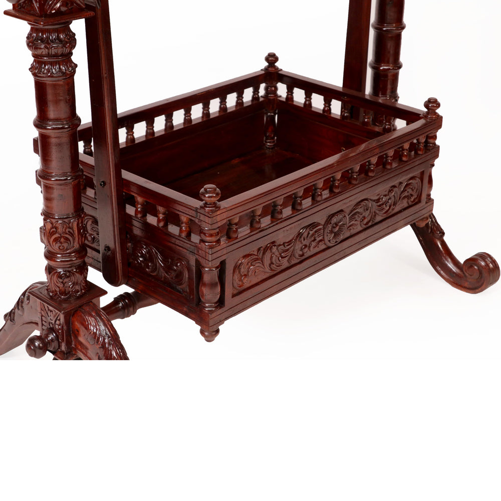 Vintage Heritage Carved Wooden Baby Cradle Swing