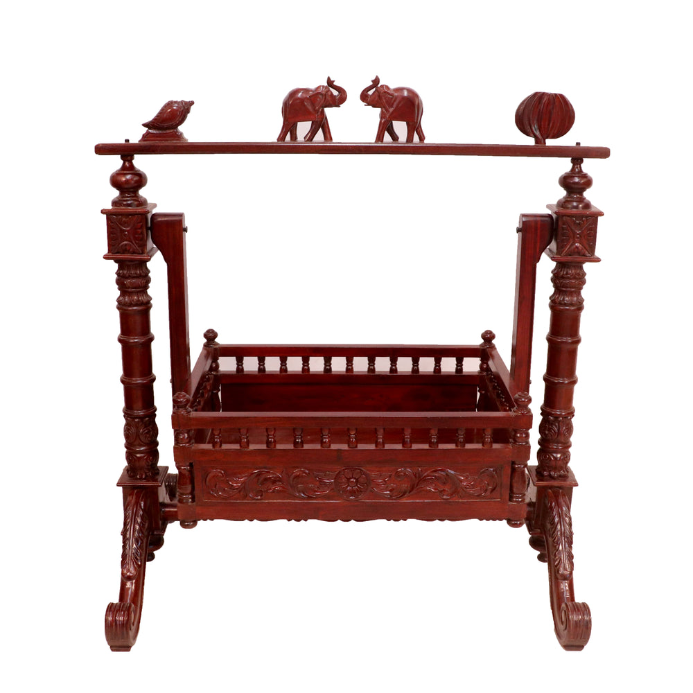 Indian Heritage Handcrafted Teak Wood Baby Cradle