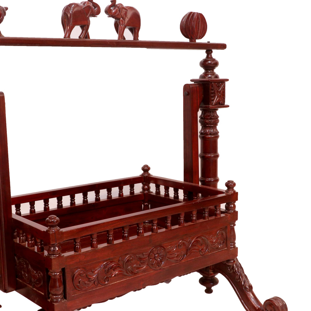 Indian Heritage Handcrafted Teak Wood Baby Cradle